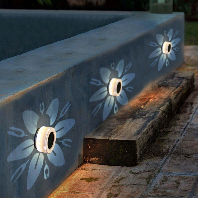 Solar Flower Pattern LED Outdoor Wall Patio Lawn Decorative Light-xinru