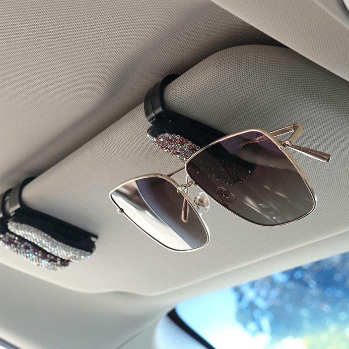 Car Visor Bling Crystal Diamond Glasses Frame Clip-xinru