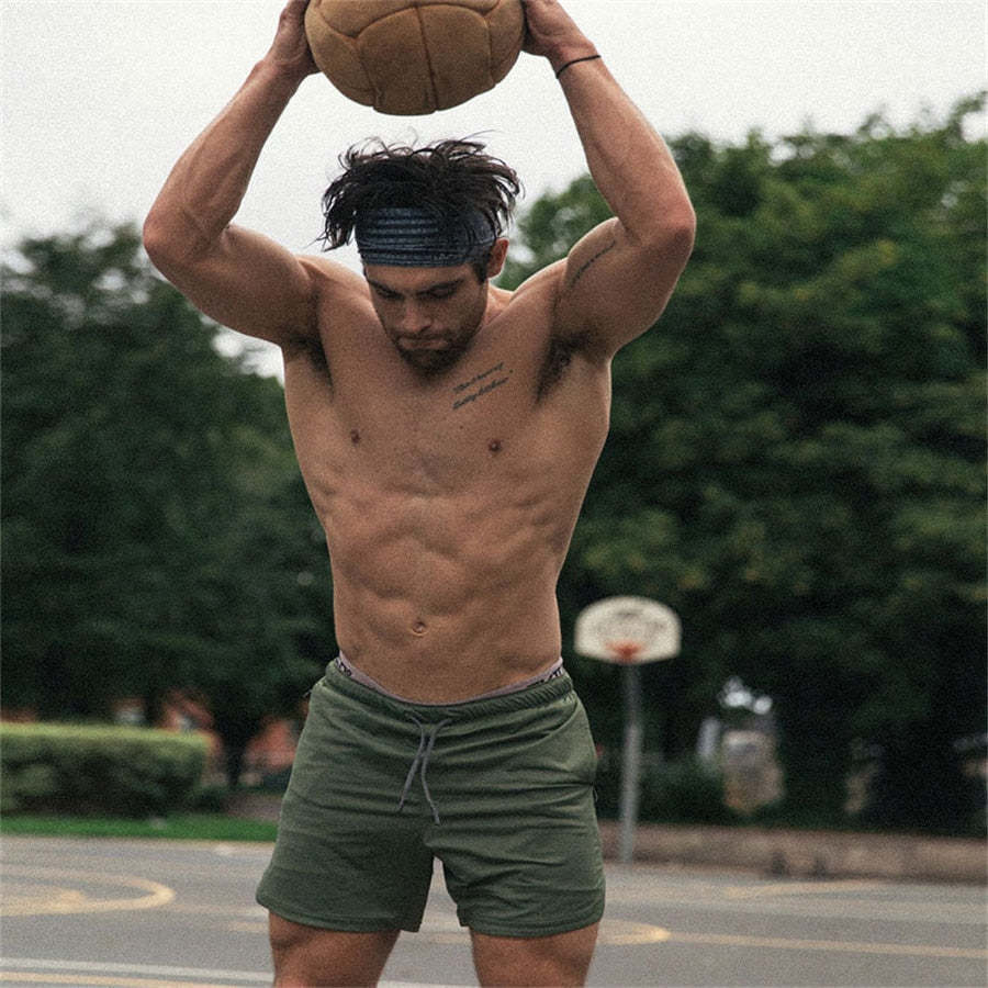 Men Drawstring Waist Sports Shorts With Phone Pocket-xinru