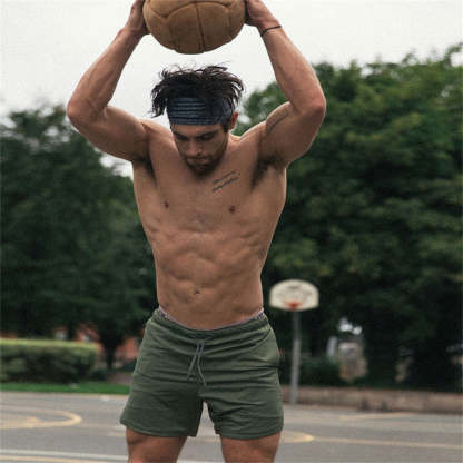 Men Drawstring Waist Sports Shorts With Phone Pocket-xinru