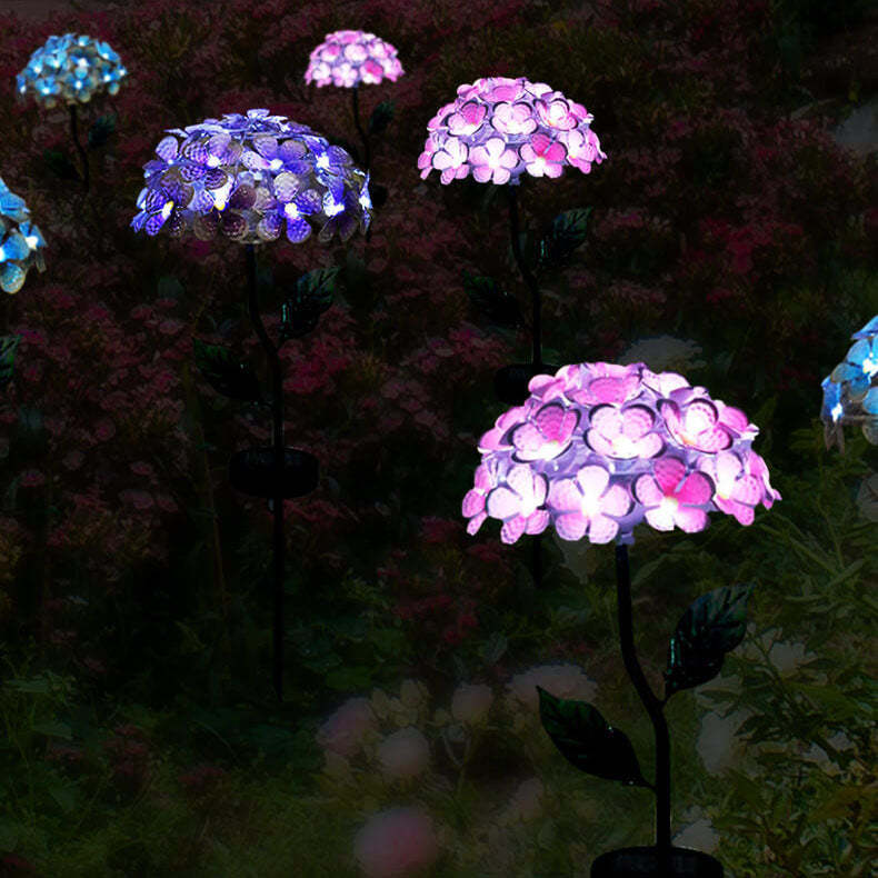 Modern Solar Outdoor Waterproof Simulation Hydrangea LED  Ground Plug Light-xinru