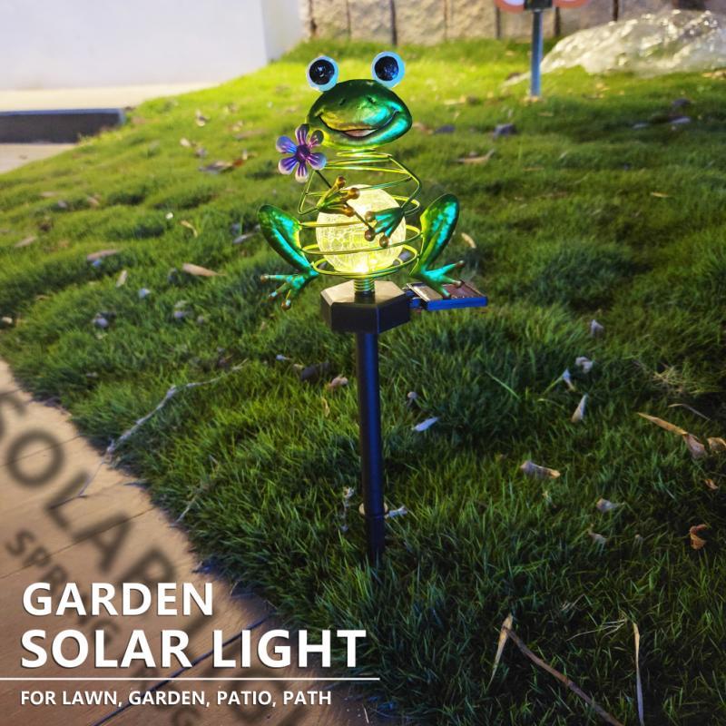 LED Solar Powered Lawn Light Frog Ground Plug Spring Lamp Garden Decoration-xinru