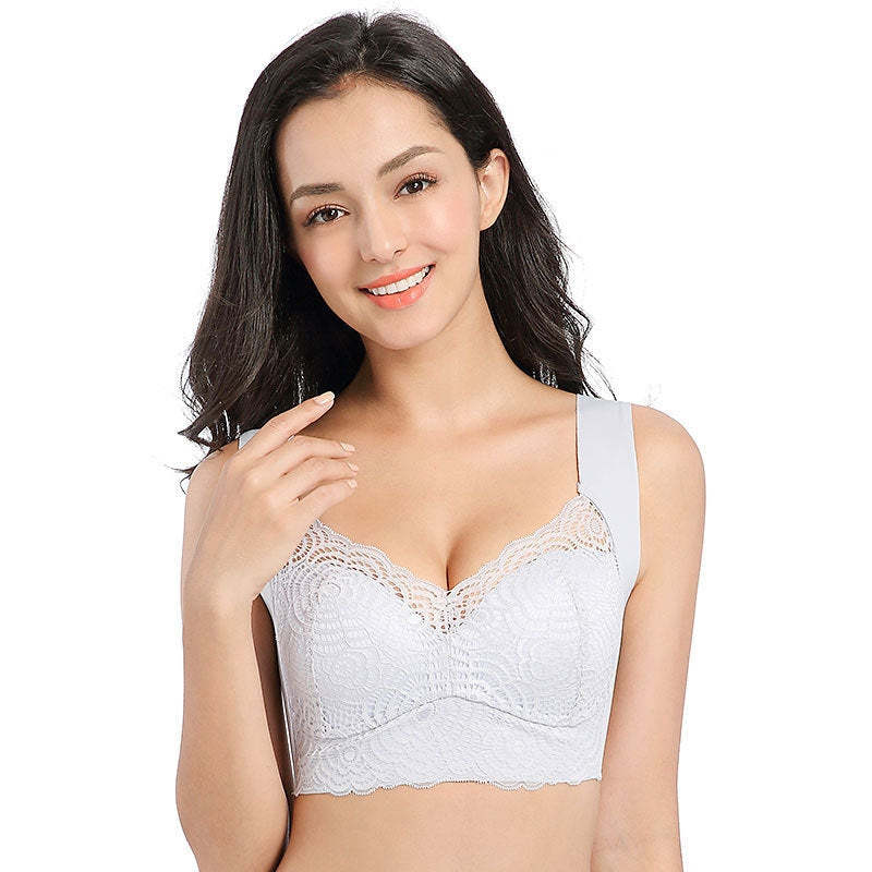 Stretch Full-Figure Seamless Lace Cut-Out Bra-xinru