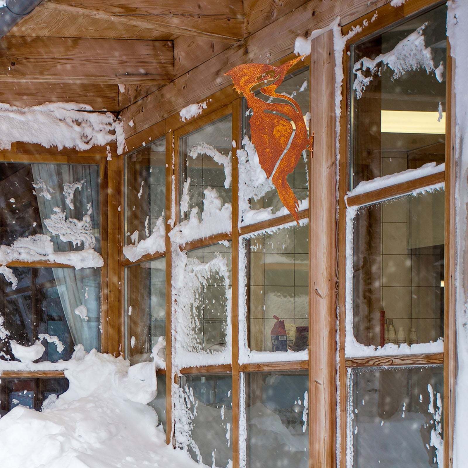 Rusty Metal Woodpecker Silhouette Garden Fence Decoration-xinru