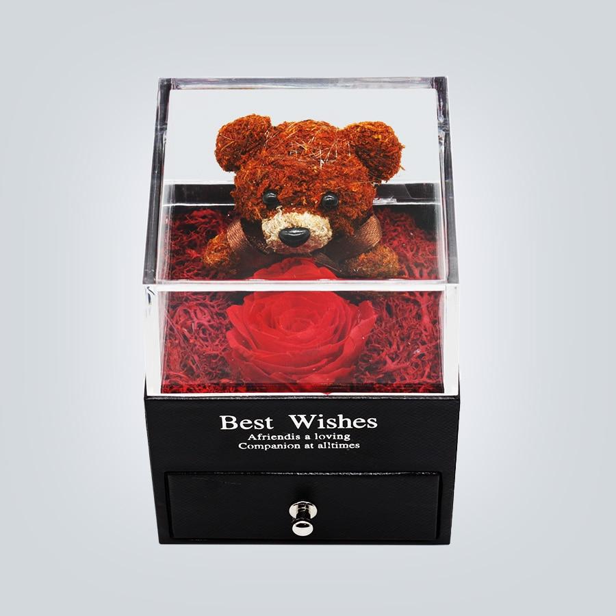 Immortal Preserved Rose Teddy Bear Box Display-xinru