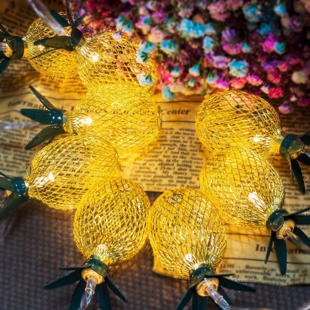 Iron Wire Pineapple Fairy Light String Nordic Gold LED Solar Festive Lighting-xinru