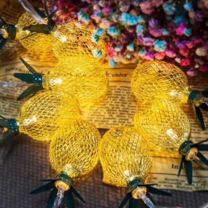 Iron Wire Pineapple Fairy Light String Nordic Gold LED Solar Festive Lighting-xinru
