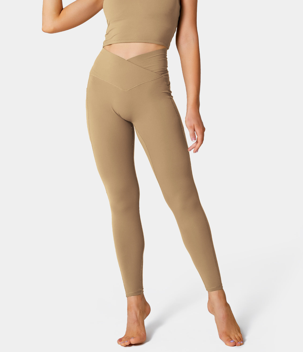 Cloudful® Crossover Pocket Plain 7/8 Leggings-xinru shop