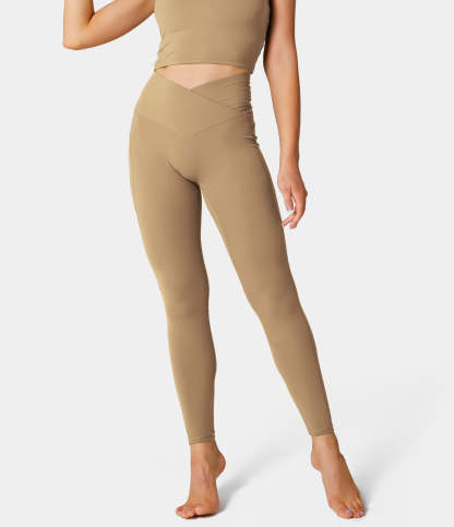 Cloudful® Crossover Pocket Plain 7/8 Leggings-xinru shop