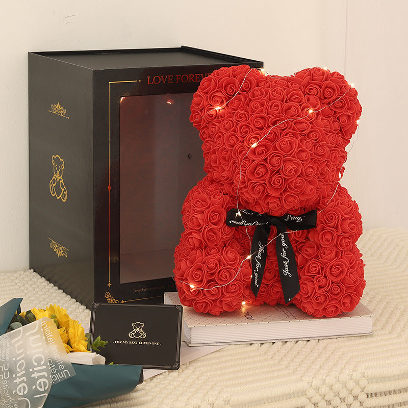Luxury Rose Bear With Gift Box 25cm-xinru shop
