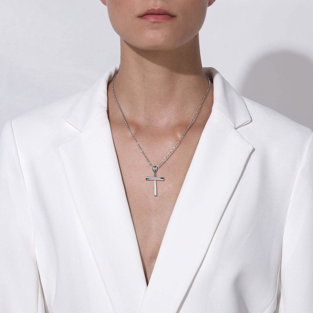 Sterling Silver Baseball Bat Cross Necklace Pendant-xinru