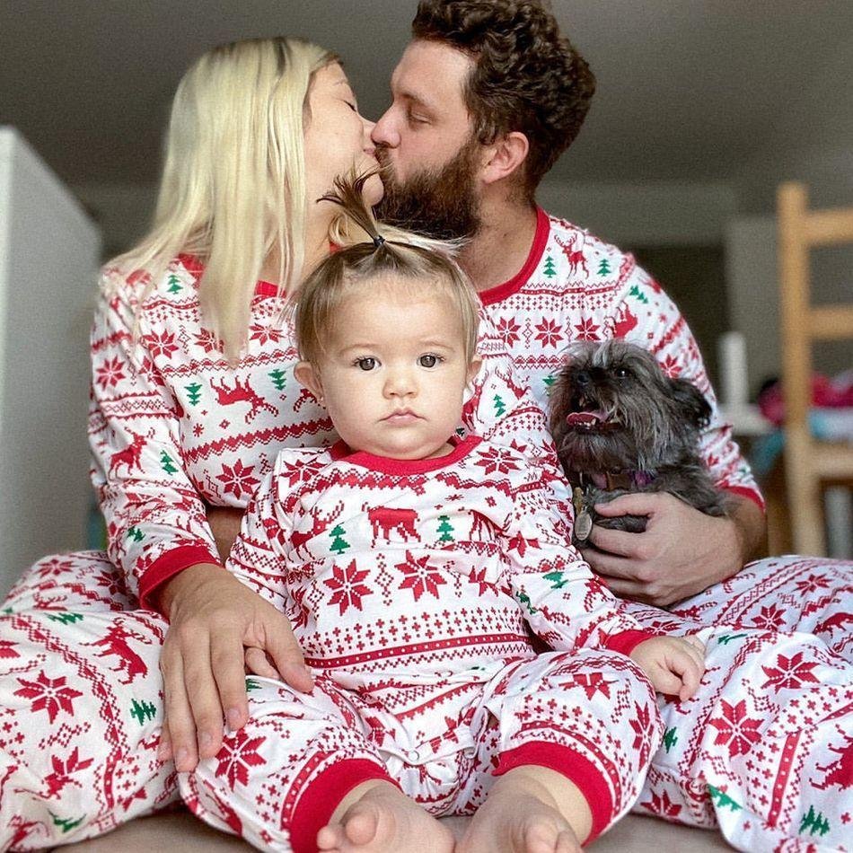 Plus Size Christmas Reindeer and Snowflake Patterned Family Matching Pajamas Sets-xinru shop