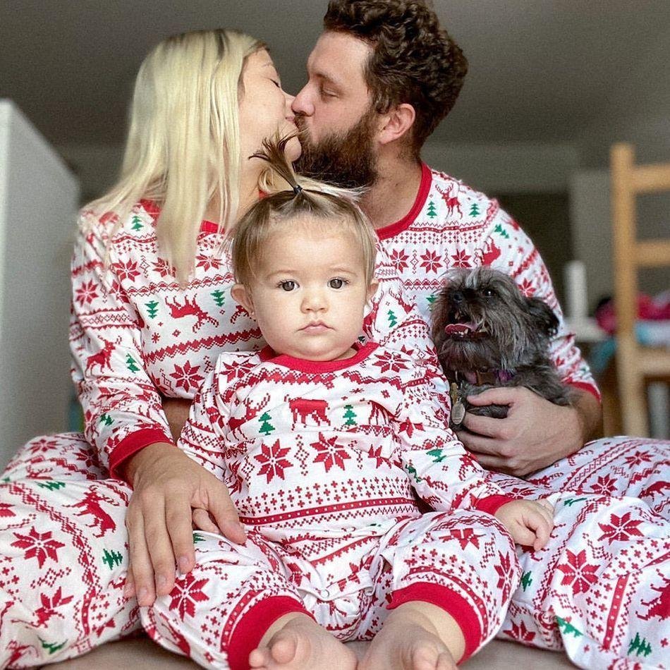 Plus Size Christmas Reindeer and Snowflake Patterned Family Matching Pajamas Sets-xinru shop