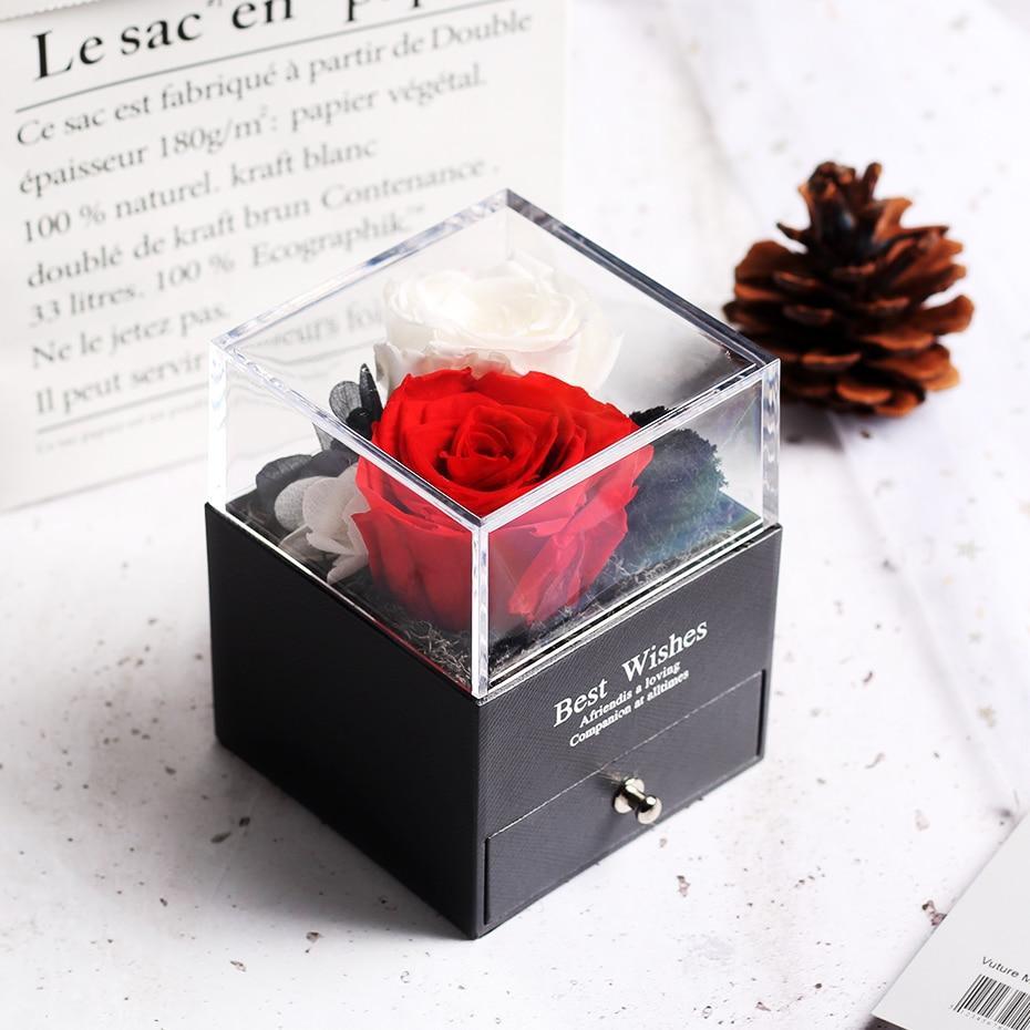 Immortal Preserved Rose Teddy Bear Box Display-xinru