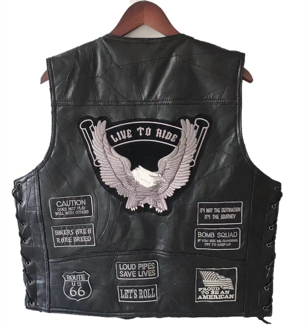 Motorcycle leather vest-xinru shop