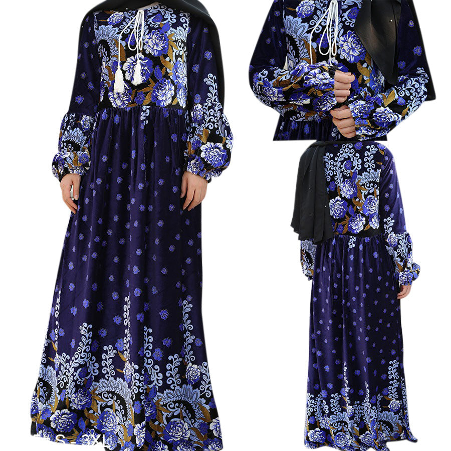Ramadan Women's Thickened Velvet Robe Islamic Muslim Casual-xinru