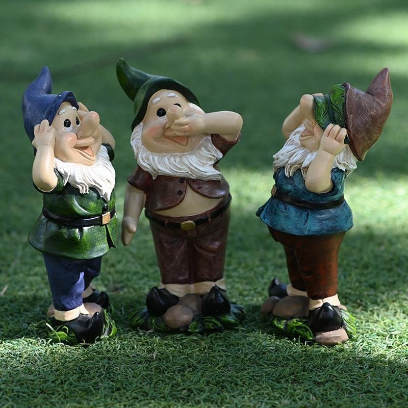 Three Wise Garden Gnomes Statue-xinru