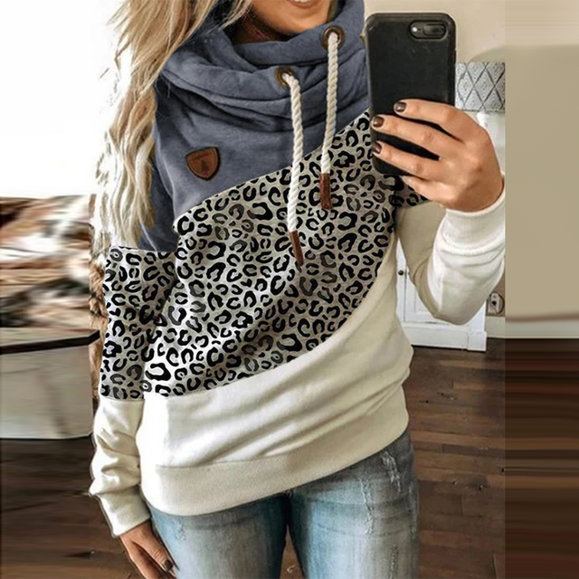 Spring Women Patchwork Hooded Sweatshirt-xinru