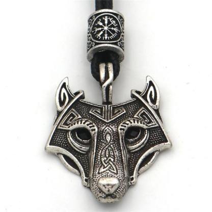 Men's Stainless Steel Norse Viking Wolf Pendant Necklace-xinru