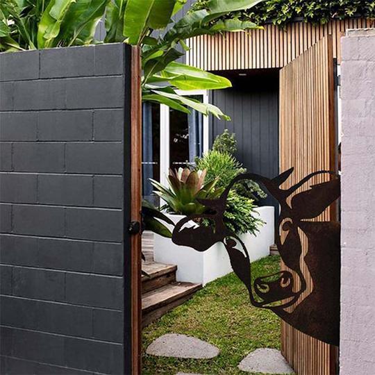 Farm Peeping Cattle Metal Art Outdoor Outdoor Garden Pendant Decoration-xinru