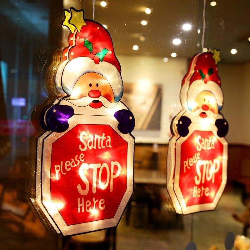Santa Claus Led Sucker Window Hanging Lights Christmas Decoration Atmosphere Scene Decoration Holiday Decoration Lights-xinru shop