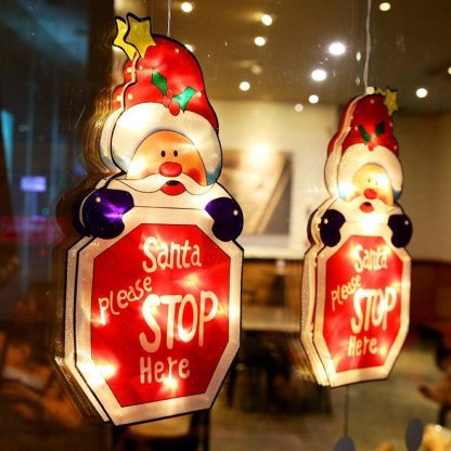 Santa Claus Led Sucker Window Hanging Lights Christmas Decoration Atmosphere Scene Decoration Holiday Decoration Lights-xinru shop