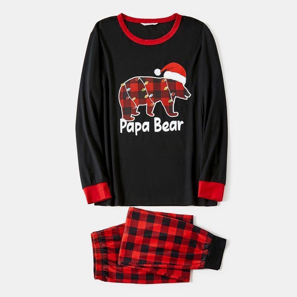 Plus Size Christmas Polar Bear in Hat and Red Plaid Print Family Matching Long-sleeve Pajamas Sets-xinru shop