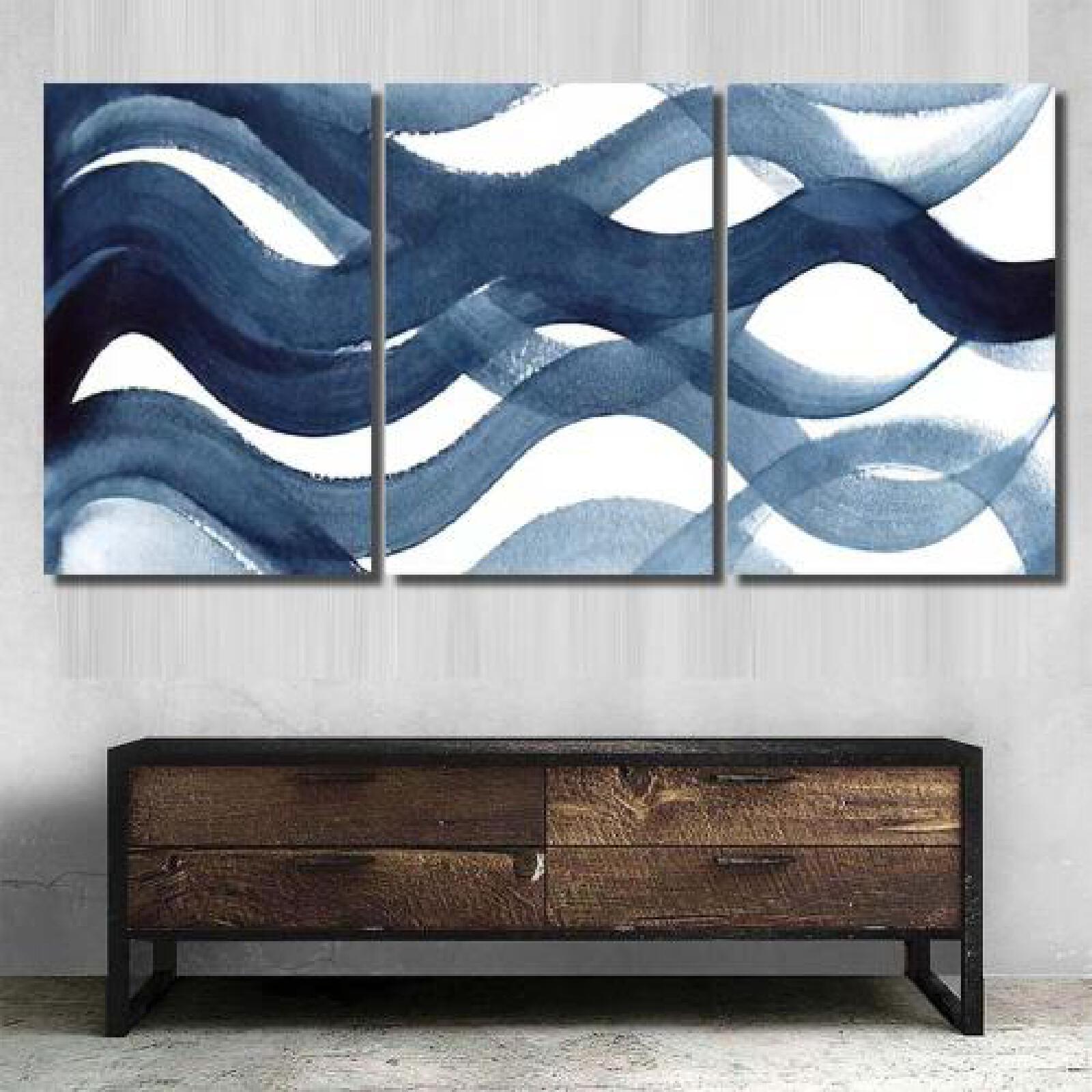 Blue Wave Handpainted Art Composition-xinru shop