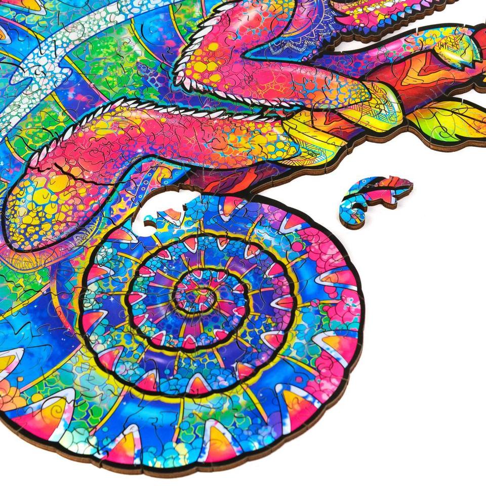 Rainbow Chameleon Wooden Jigsaw Puzzle With Box-xinru