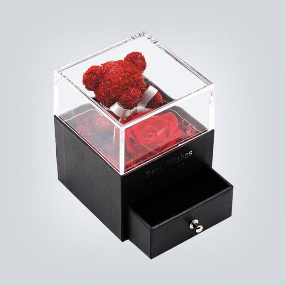 Immortal Preserved Rose Teddy Bear Box Display-xinru