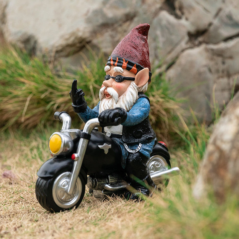 Garden Gnome Statue Ride A Motorcycle Funny Outdoor Gnome Statue-xinru