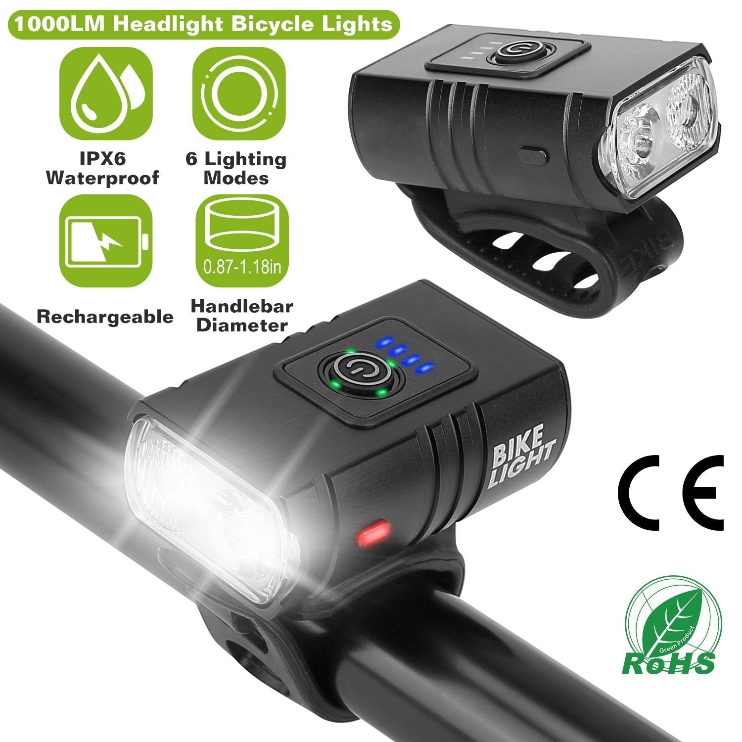 Bike Front Light Rechargeable Handlebar Head Light-xinru