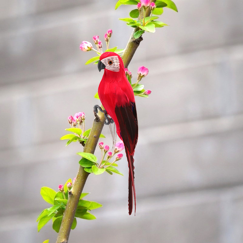 Handmade Foam Parrot Feather Figurine Ornament Fake Bird Garden Prop Decoration-xinru