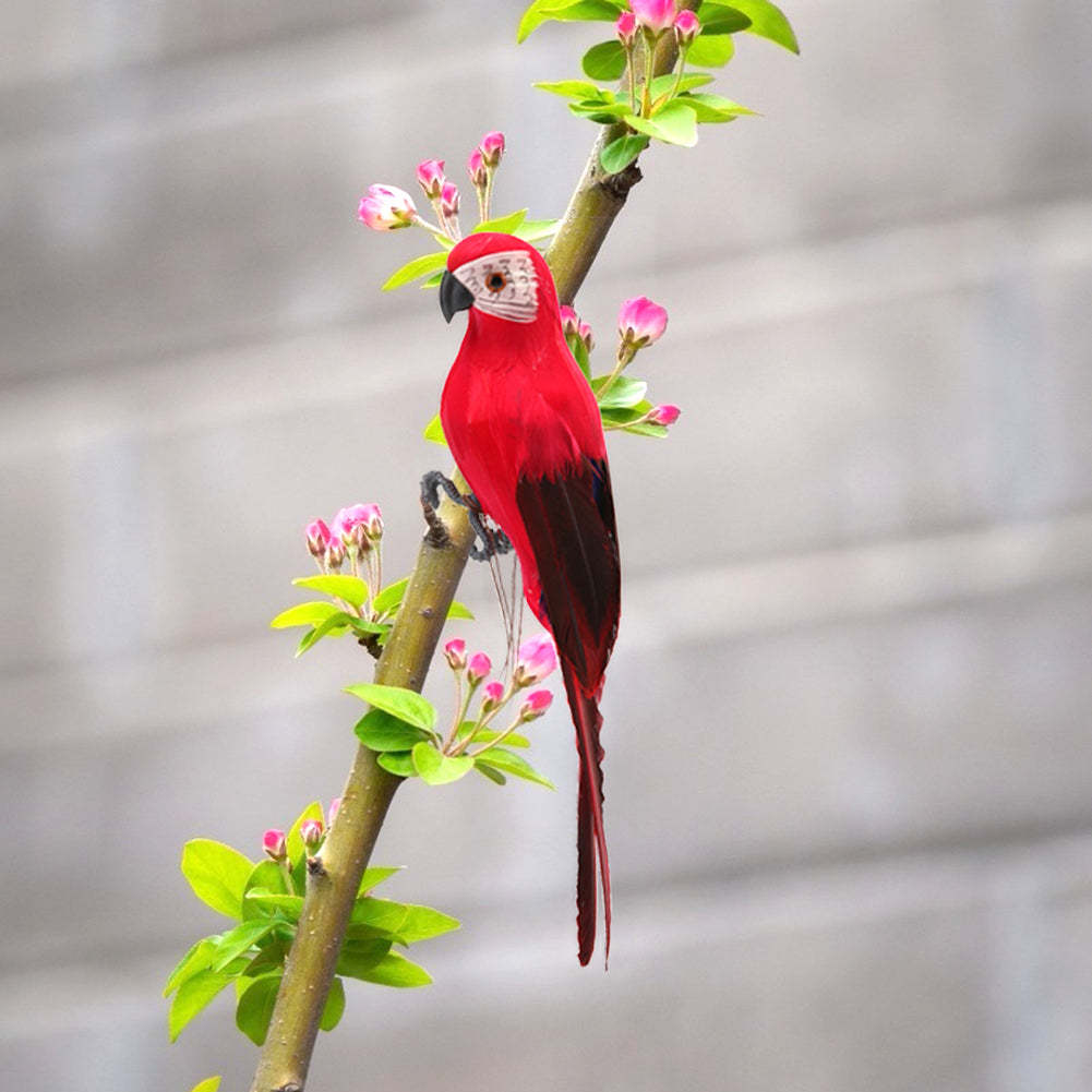 Handmade Foam Parrot Feather Figurine Ornament Fake Bird Garden Prop Decoration-xinru