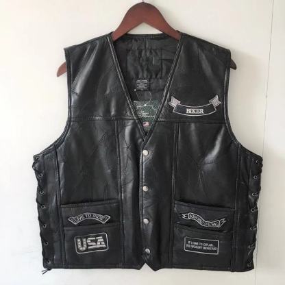 Motorcycle leather vest-xinru shop