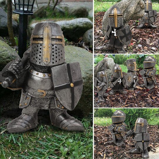 Knight Gnome Guard Resin Sculpture Ornament-xinru