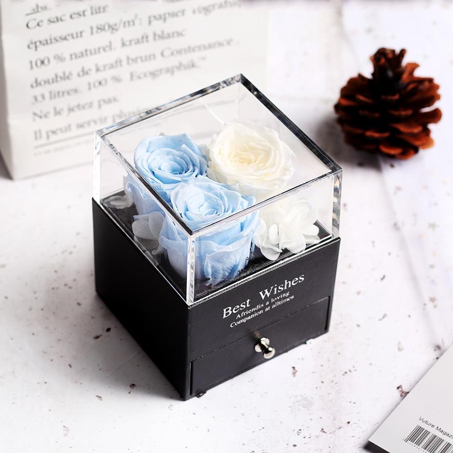 Immortal Preserved Rose Teddy Bear Box Display-xinru