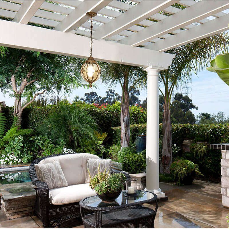 European Retro Spherical 1-Light Outdoor Waterproof Pendant Light-xinru