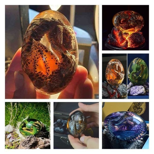 Baby Dragon Lava Dragon Egg Resin Statue Dinosaur Egg-xinru