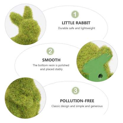 Rabbit Resin Flocked Garden Statue Decor-xinru
