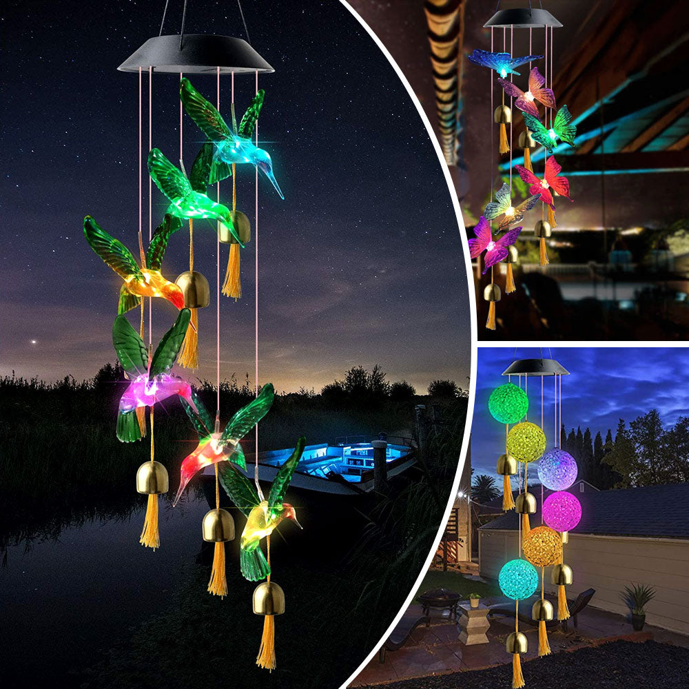 Solar Waterproof Color Changing Wind Chime Hummingbird Light-xinru