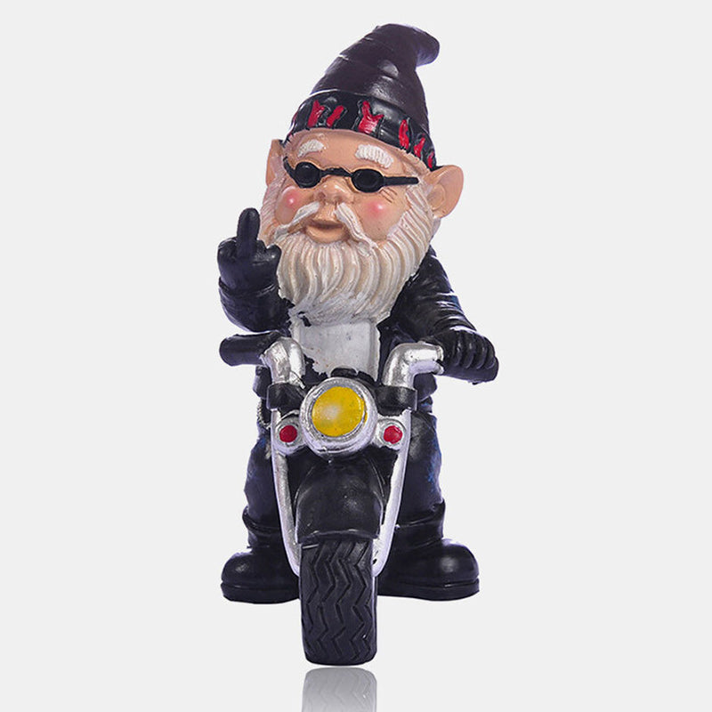 Gnome Dwarf Riding Motorcycle Garden Lawn Statue Ornament-xinru