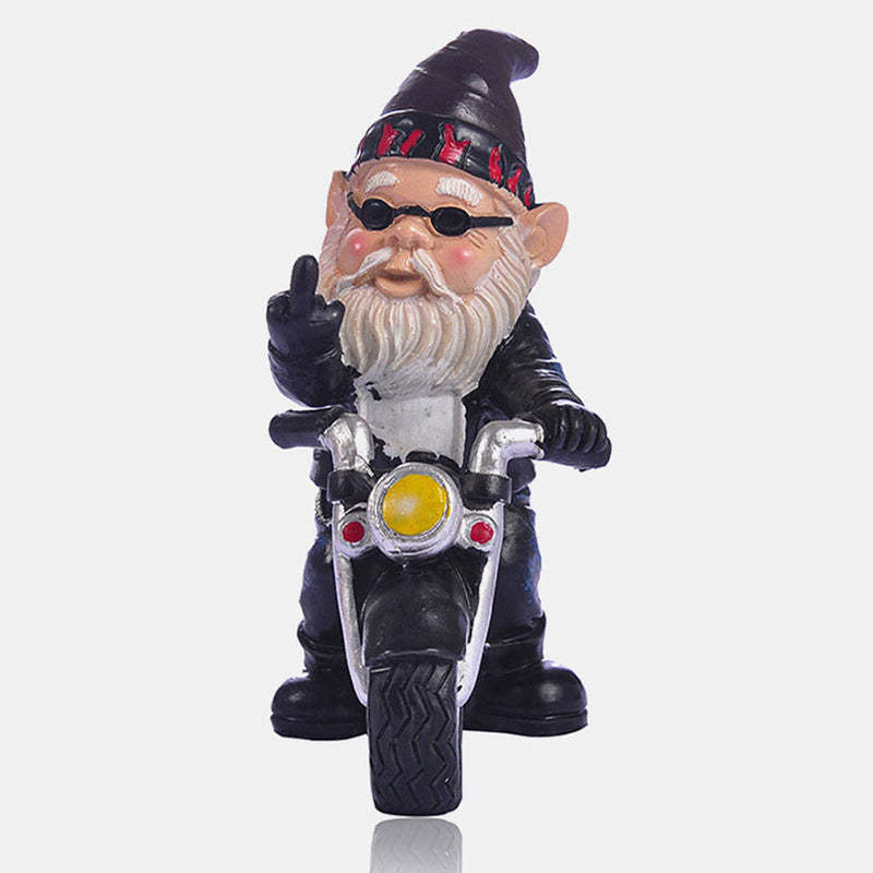 Gnome Dwarf Riding Motorcycle Garden Lawn Statue Ornament-xinru