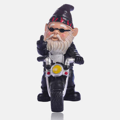 Gnome Dwarf Riding Motorcycle Garden Lawn Statue Ornament-xinru