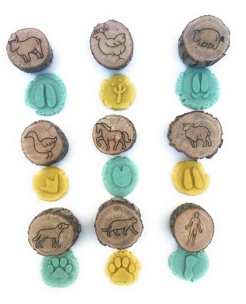 9 Pieces Animal Tracks Playdoh Stamps Set-xinru