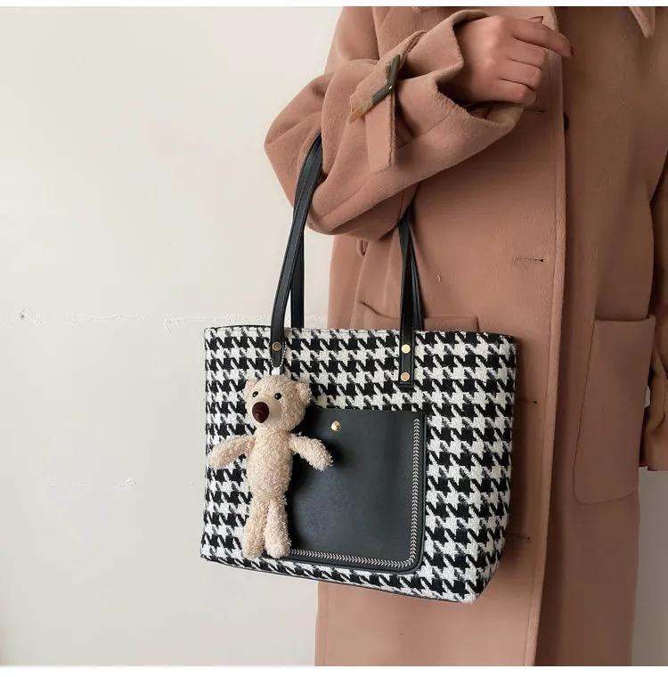 大容量キャンバスバッグベアトートバッグ-xinru shop