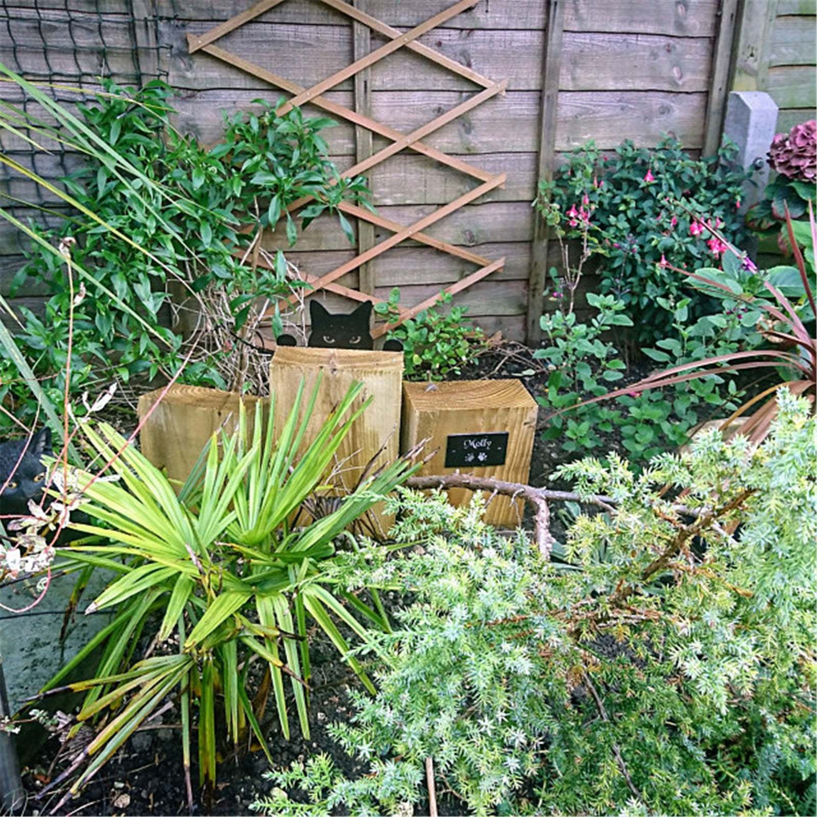 Black Cat Sculpture Gifts Lawn Ornament Metal Peeping Cat Cats Yard Sculpture-xinru