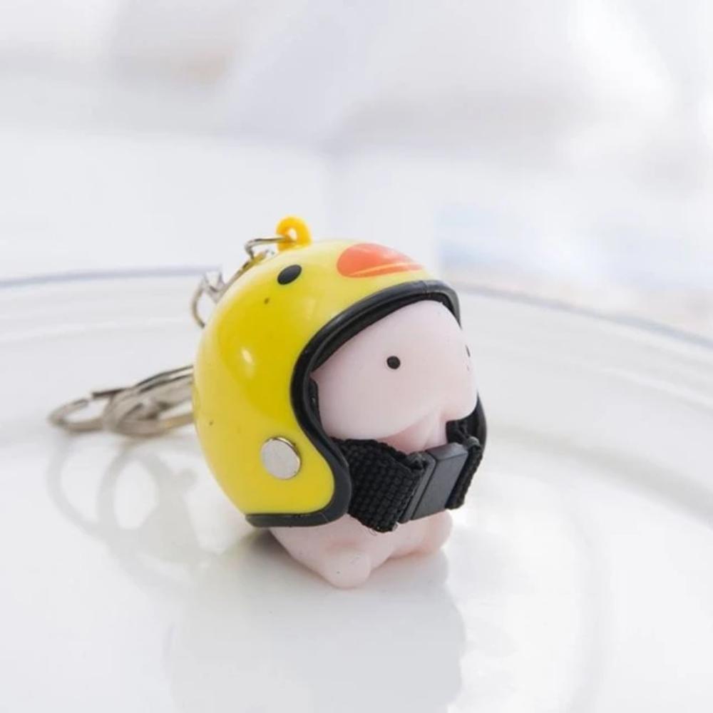 Kawaii Mochi Ding Ding Squishy Helmet Key Chain-xinru