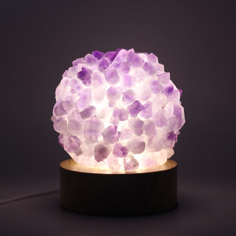 Natural Amethyst Raw Stone LED Lamp-xinru