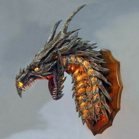 The Domineering Evil Dragon Wall Sculpture Lamp Decoration-xinru